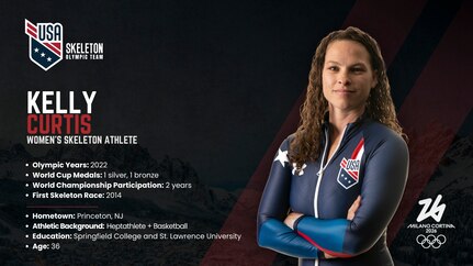 Team USA Bobsled Skeleton 2026 Olympic Team Kelly Curtis (Courtesy graphic by Abby Slenker)