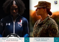Team USA Bobsled Skeleton 2026 Olympic Team Staff Sgt. Kelly Curtis and Senior Airman Jasmine Jones (U.S. Air Force illustration by Craig Z. Rodarte)