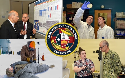 SAN ANTONIO – (Jan. 20, 2026) – Naval Medical Research Unit (NAMRU) San Antonio, part of Navy Medicine Research & Development, works alongside research partners in the civilian sphere, academia, industry, and other government agencies to drive support of the Department of War’s objectives for a lethal fighting force and ensures U.S. service members have access to the latest scientific advances. NAMRU San Antonio conducts gap-driven combat casualty care, craniofacial, and directed energy research in support of Navy, Marine Corps and joint U.S. warfighter health readiness and lethality while engaged in routine and expeditionary operations. (U.S. Navy photo illustration by Burrell Parmer, NAMRU San Antonio Public Affairs/Released)