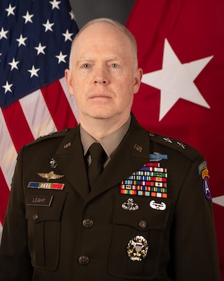 Major General (Promotable) Kevin Leahy is the Acting Deputy Commander, U.S. Central Command (USCENTCOM) and is the designated future Commander of U.S. Army Central. He most recently served as Commander, Combined Joint Task Force – Operation Inherent Resolve, Iraq from August 2024-July 2025
A native of Oakland, New Jersey, MG Leahy began his military career in the Army Reserve in December 1989. While at the University of Scranton, Scranton, Pennsylvania, he joined the Reserve Officer Training Corps and later commissioned as a Military Police Officer in May 1993.
