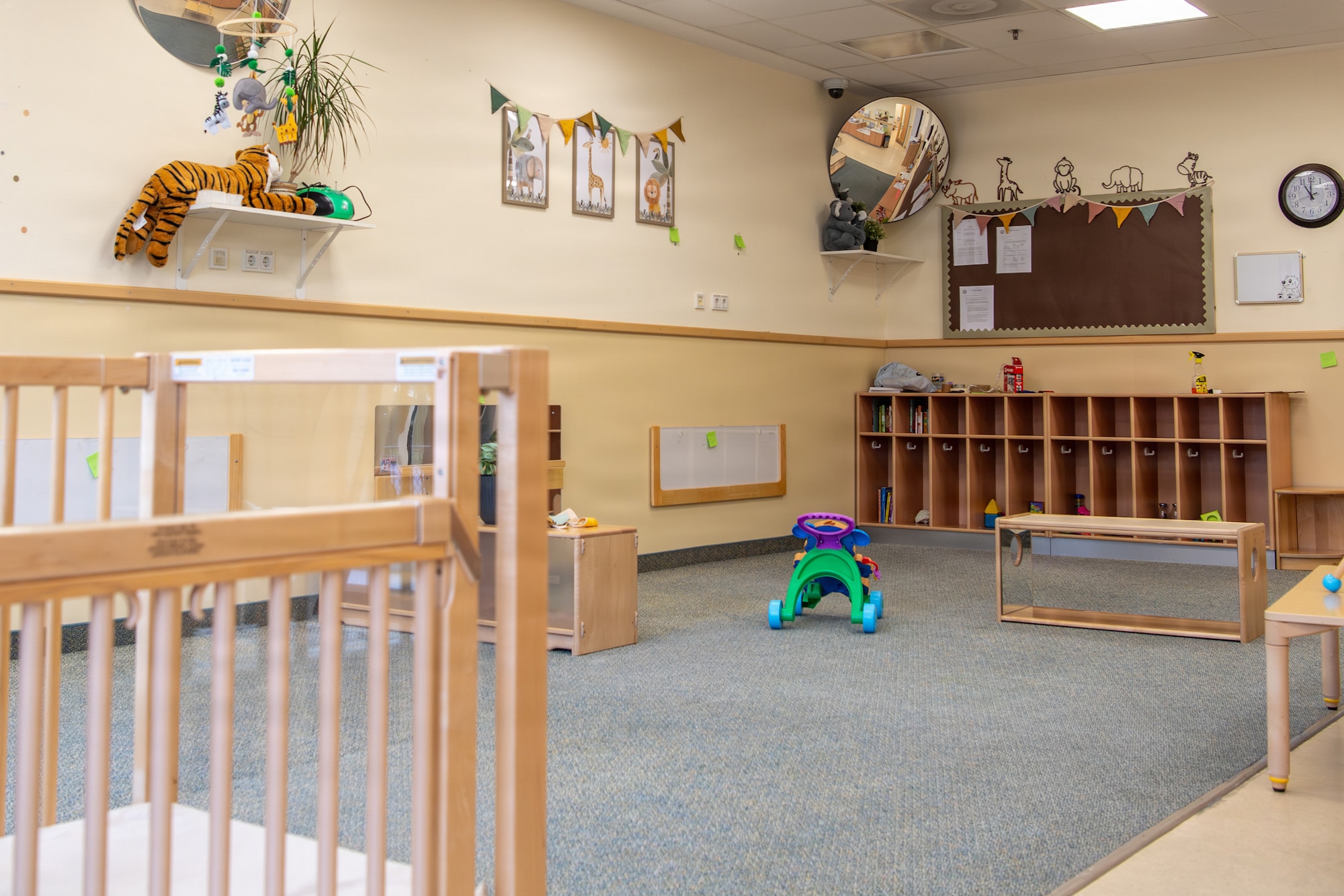 An infant room at the Ramstein Child Development Center is ready to host infant care after rehabilitation at Ramstein Air Base, Germany, Jan. 14, 2026.
