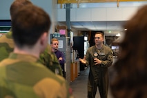 photo US Air Force Airmen and Royal Norwegian Air Force members standing and talking
