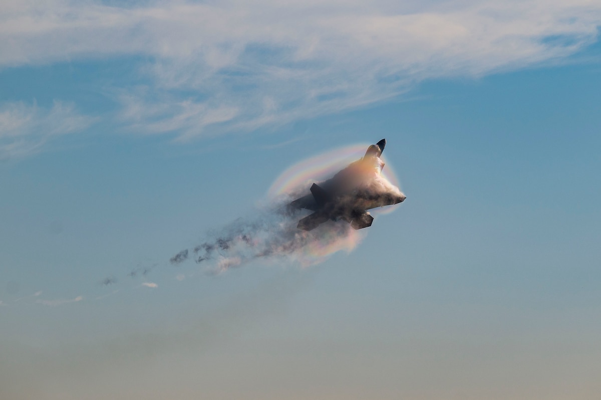An F-22 Raptor takes flight.