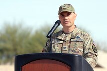 U.S. Space Forces Southern Commander Col. Brandon Alford provides remarks during an activation ceremony for Space Forces Southern at Davis-Monthan Air Force Base, Arizona, Jan. 21, 2026. Headquartered at Davis-Monthan, SPACEFOR–SOUTH will work closely with U.S. Space Command, U.S. Southern Command, U.S. Northern Command, the Air National Guard’s State Partnership Program and international partners to enhance interoperability and strengthen space domain awareness throughout the region. (U.S. Air Force photo by Tech. Sgt. Rachel Maxwell)