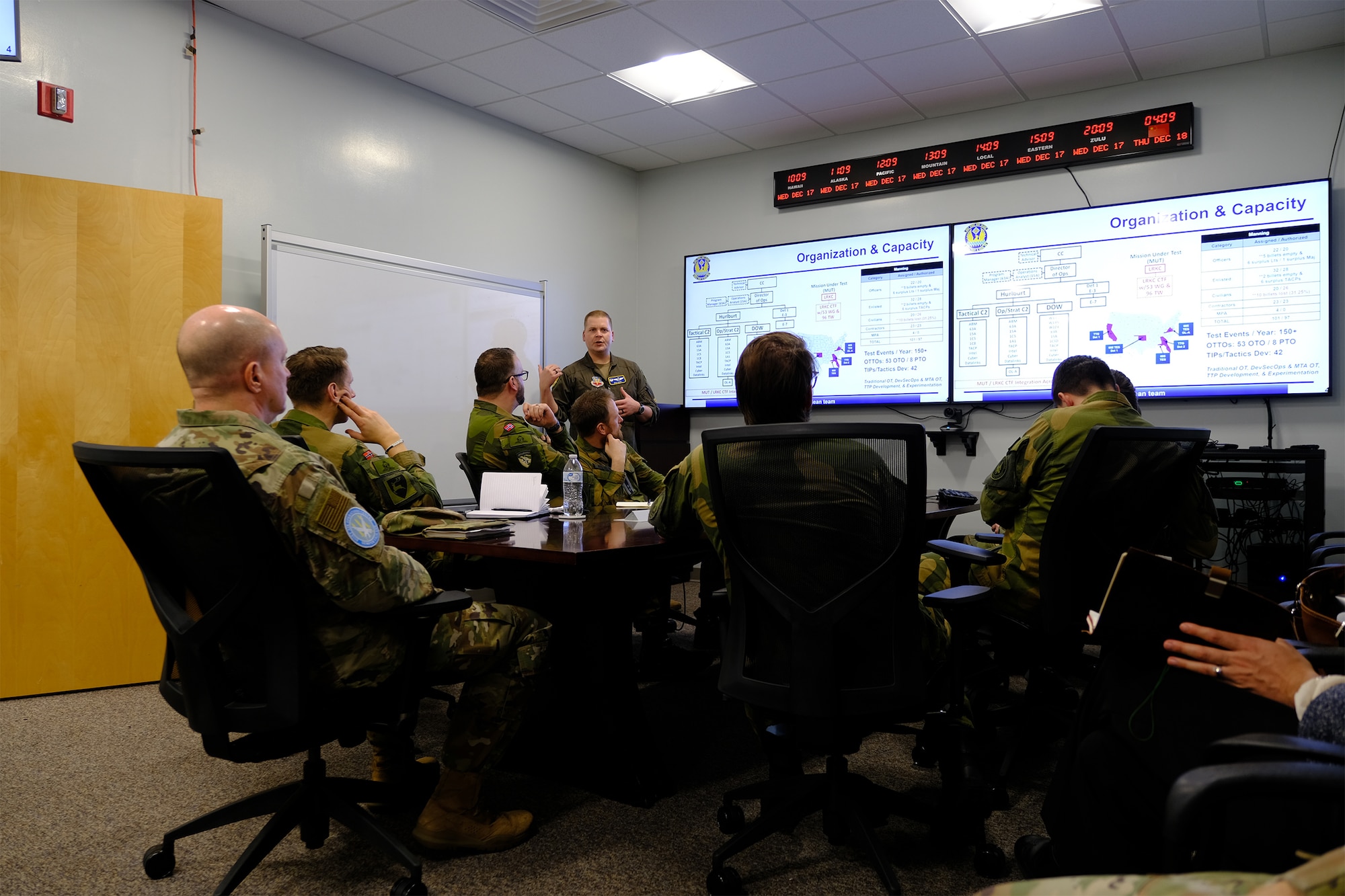 photo US Air Force Airmen and Royal Norwegian Air Force members standing and talking