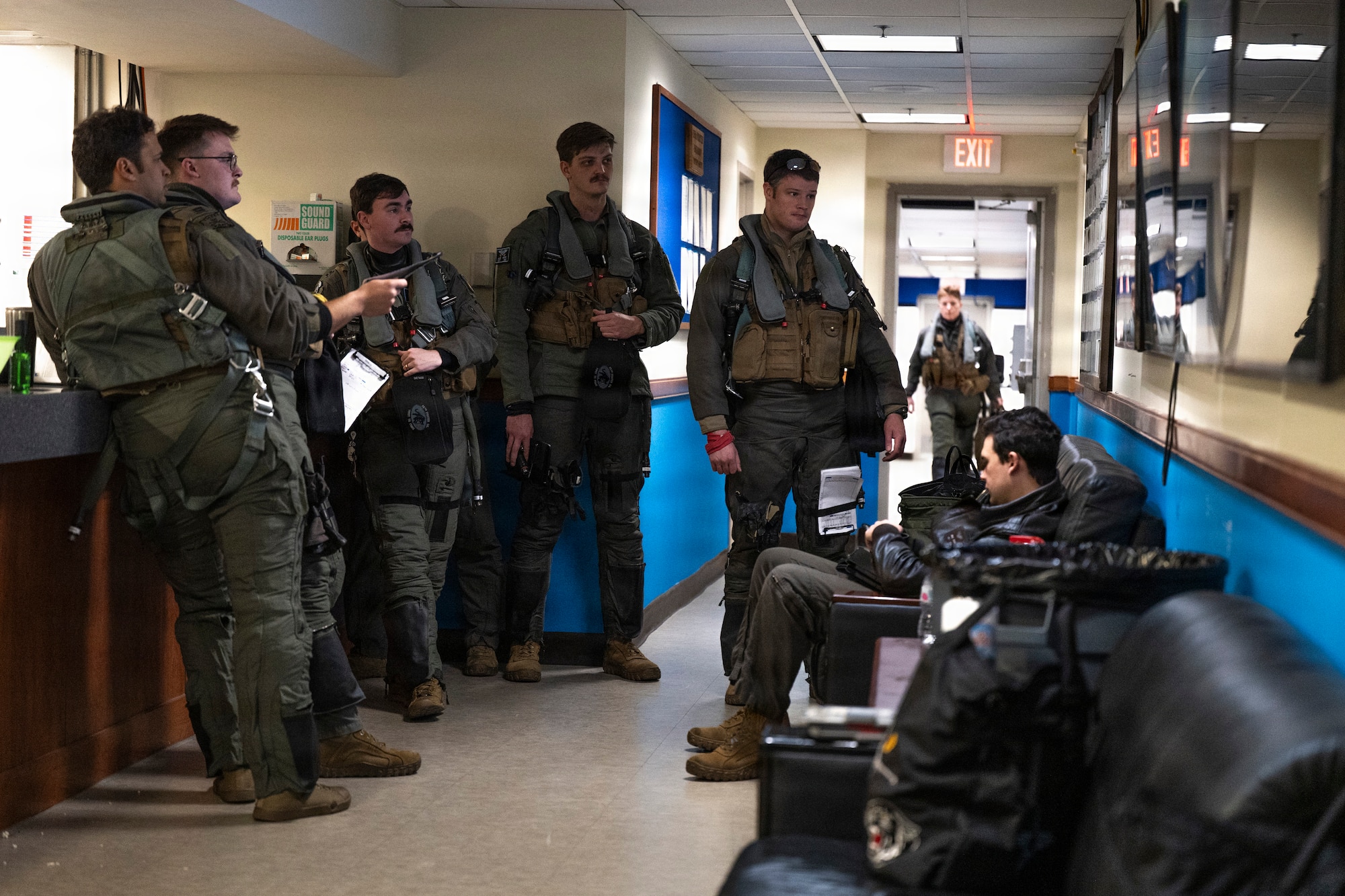 U.S. Air Force pilots assigned to the 35th Fighter Squadron conduct a preflight brief at Osan Air Base, Republic of Korea, Jan. 21, 2026.