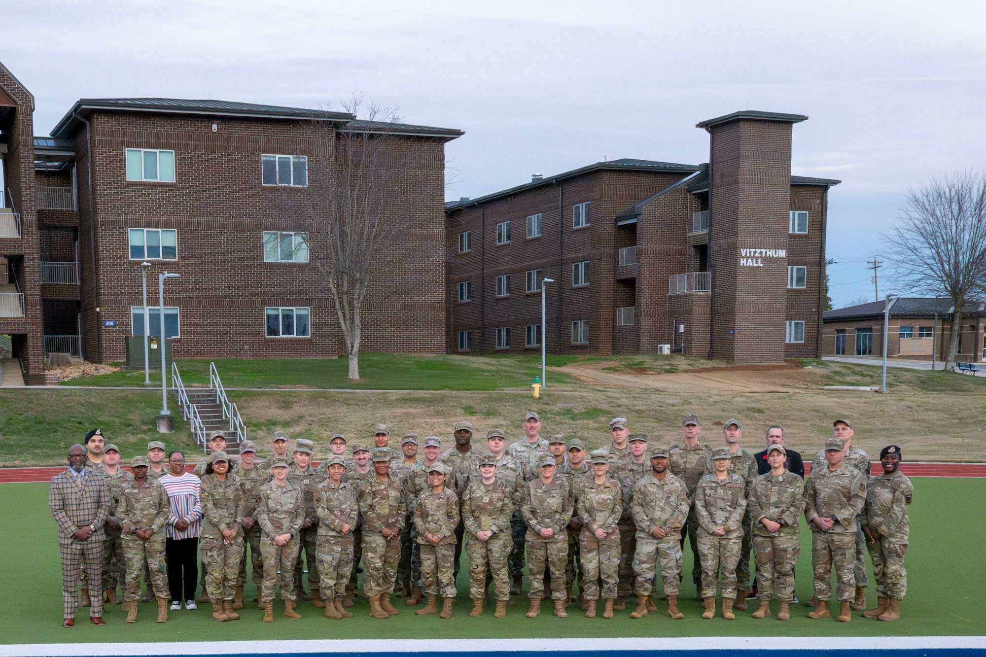 U.S. Air Force leaders gather for a photo during the Airman Leadership School Commandant Annual Review Workshop, Jan. 14, 2026, at McGhee Tyson Air National Guard Base, Tennessee.  The I.G. Brown Training and Education Center hosted the workshop, where commandants and senior leaders from across the enterprise came together to discuss strategies and best practices to train and educate future Total Force leaders through enlisted professional military education. (Air National Guard photo by Master Sgt. Regina Young)