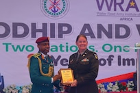 For 20 years, the Walter Reed Army Institute of Research-Africa (WRAIR-Africa) has partnered with the Nigerian Ministry of Defence Health Implementation Programme (NMODHIP) to provide HIV prevention, care, and treatment services to troops, their families, and wider communities in Nigeria. We are proud to celebrate these two decades of protecting force health and global health and celebrated with our partners and stakeholders in Abuja. From left to right: Brig. Gen. Idris Babatunde Solebo, Director General of Ministry of Defence Health Implementation Programme, and Col. Briana Perata, Commander of the Walter Reed Army Institute of Research. Photo taken by Paul Ashibel.