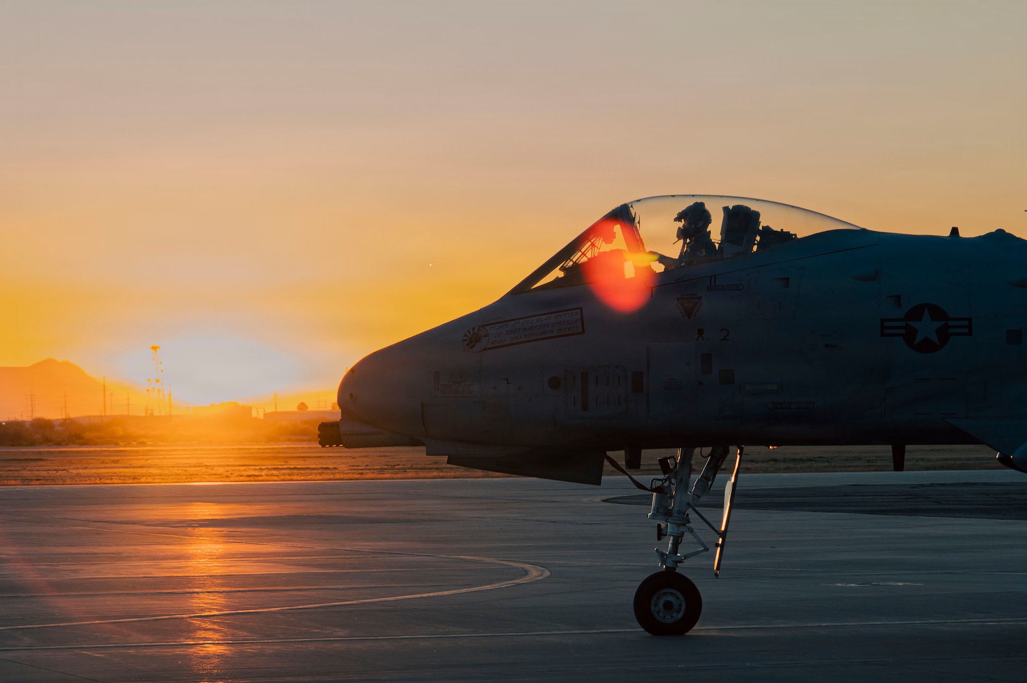 U.S. Air Force 1st Lt. Brayden Mathis, 357th Fighter Squadron A-10C Thunderbolt II aircraft student pilot, taxis on the flightline at Davis-Monthan Air Force Base, Arizona, Dec.16, 2025. Mathis is a member of the last A-10C Thunderbolt II B-Course class. (U.S. Air Force photo by Airman 1st Class Samantha Melecio)
