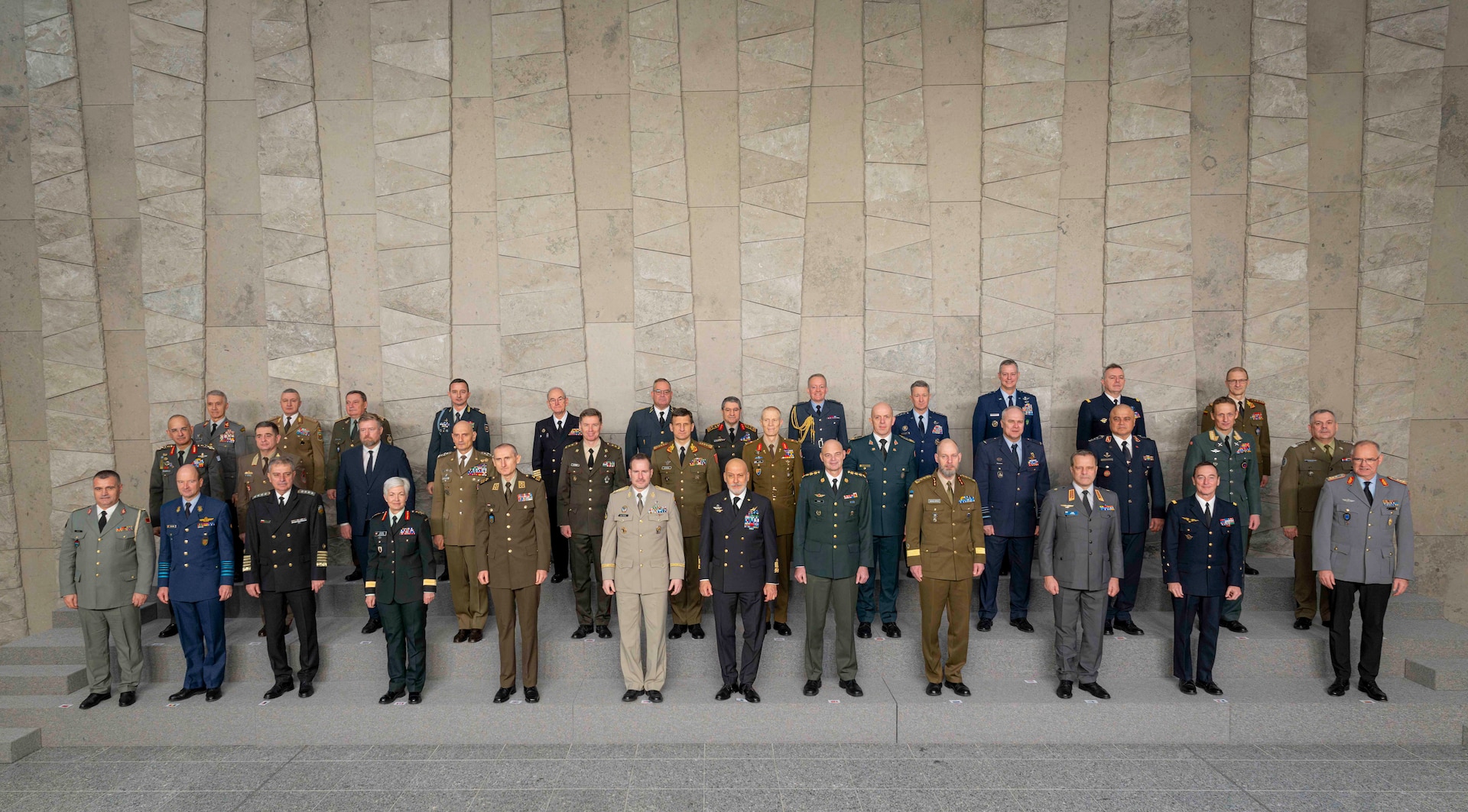 Chairman of the Joint Chiefs of Staff Gen. Dan Caine participates in a “family photo” during the NATO Military Committee Chiefs of Defence Session (MC/CS) at NATO Headquarters in Brussel, Belgium, Jan. 21, 2026.