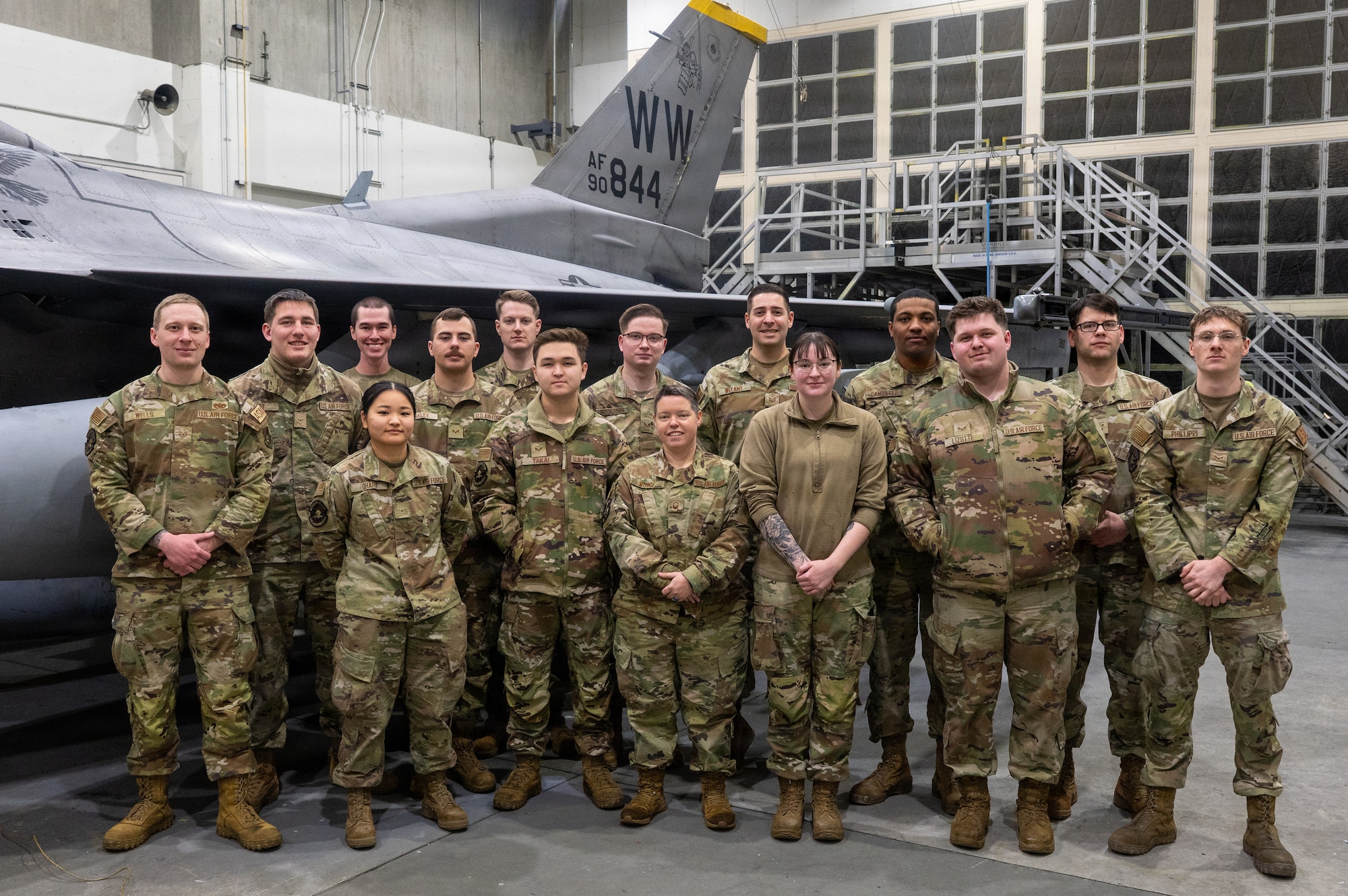 U.S. Air Force aircraft structural maintainers assigned to the 35th Maintenance Group pose for a group photo at Misawa Air Base