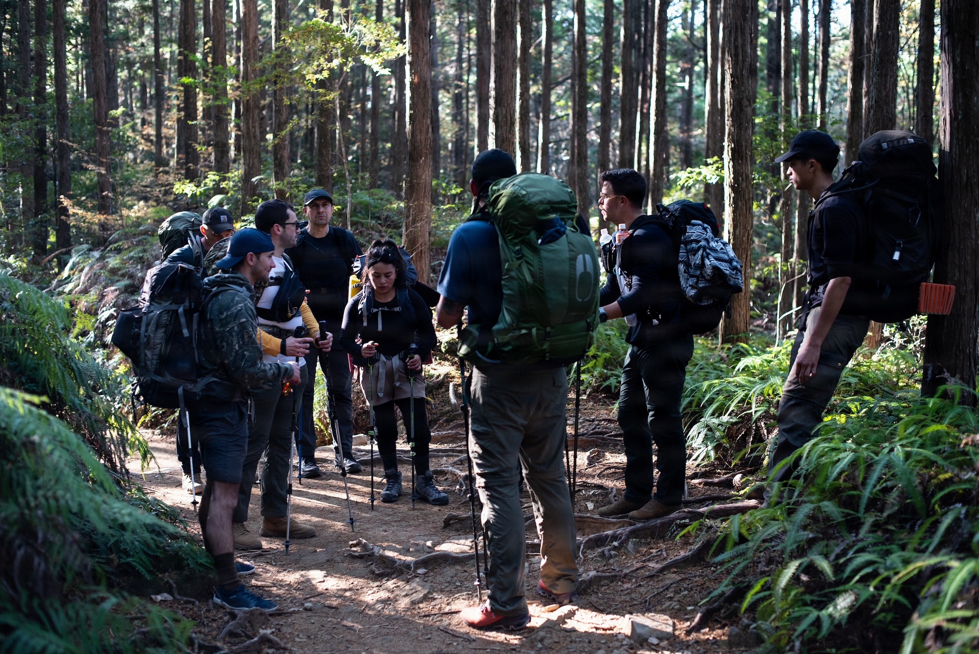 Team Kadena participants pause for a break along the Kumano Kodo pilgrimage route in Wakayama Prefecture, Japan, Dec. 4–9, 2025. T