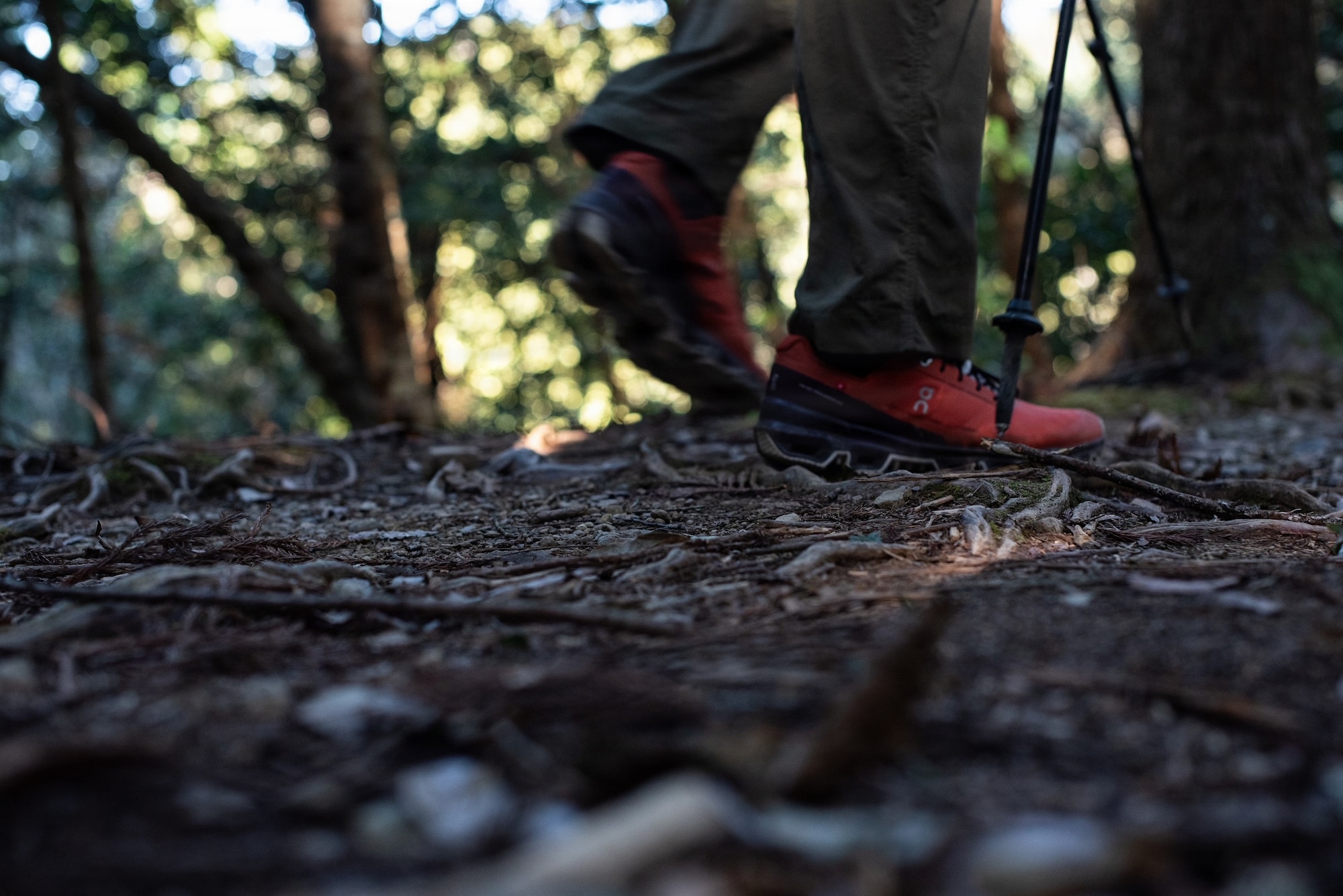 A hiker steps along the ancient Kumano Kodo trail in Wakayama Prefecture, Japan, Dec. 4–9, 2025. Twelve