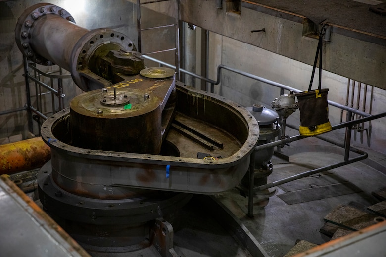 The U.S. Army Corps of Engineers, Omaha District, oversees progress on the butterfly valve rehabilitation project, Dec. 10, 2025, at the Fort Peck Dam in Montana.