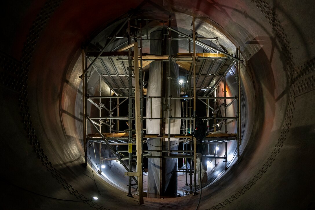 The U.S. Army Corps of Engineers, Omaha District, oversees progress on the butterfly valve rehabilitation project, Dec. 10, 2025, at the Fort Peck Dam in Montana.