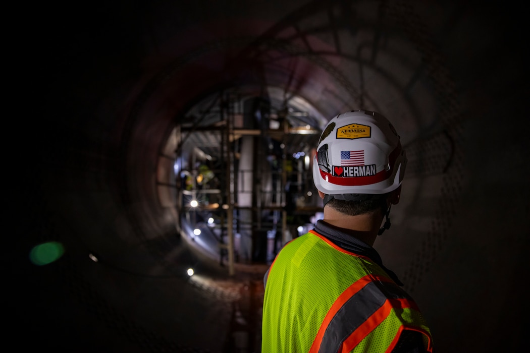 Ron Beyer, project manager, U.S. Army Corps of Engineers, Omaha District, reviews progress on the butterfly valve rehabilitation project, Dec. 10, 2025, at the Fort Peck Dam in Montana.