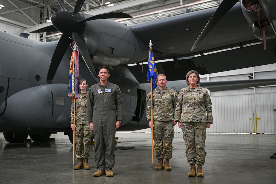 19th Maintenance Group and 19th Operations Group, stand at attention during a reactivation ceremony, Jan. 23, 2026, at Little Rock Air Force Base, Arkansas.  The decision to return to the original group structure reflects guidance from the Chief of Staff of the Air Force and aims to reduce change fatigue while strengthening commander-led readiness.
