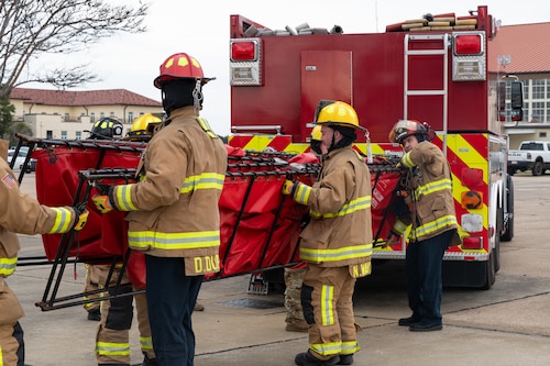 42d Civil Engineer Squadron firefighters, perform training at Maxwell Air Force Base Alabama, Jan.22, 2026.