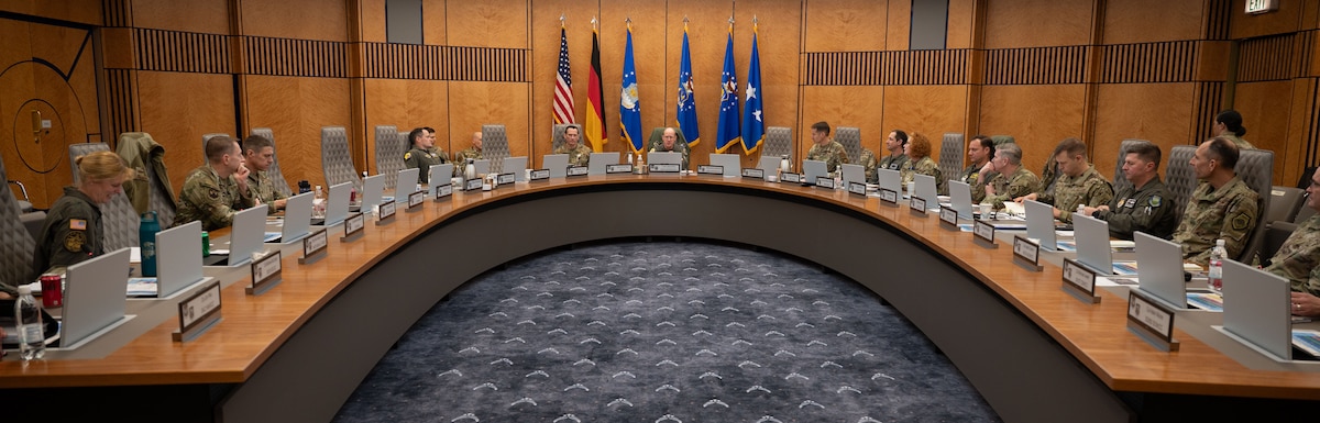 U.S. Air Force Lt. Gen. Jason T. Hinds (center), U.S. Air Forces in Europe – Air Forces Africa commander, hosts wing senior leaders from around the command during the USAFE-AFAFRICA 2026 Wing Leadership Conference