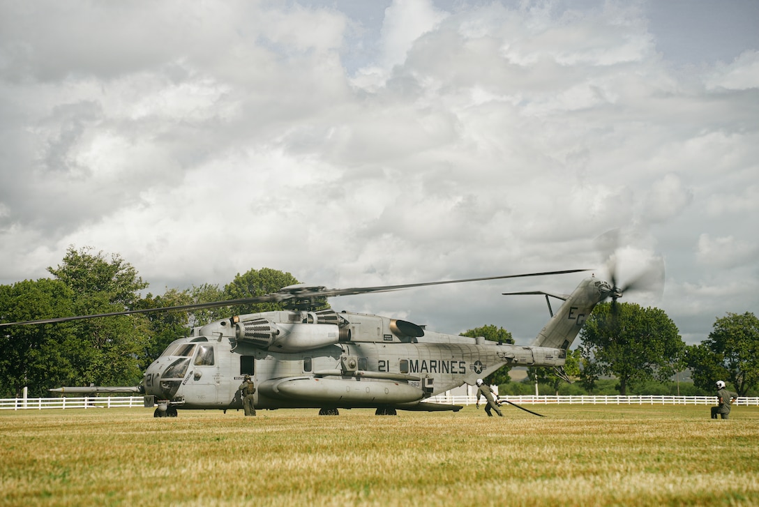 U.S. Marines with Marine Medium Tiltrotor Squadron (VMM) 263 (Reinforced), 22nd Marine Expeditionary Unit (Special Operations Capable), and Marine Aerial Refueler Transport Squadron (VMGR) 252, 2nd Marine Aircraft Wing, participate in an air delivery ground refueling exercise on Camp Santiago, Puerto Rico, Jan. 12, 2026. U.S. military forces are deployed to the Caribbean in support of the U.S. Southern Command mission, Department of War-directed operations, and the president’s priorities to disrupt illicit drug trafficking and protect the homeland. (U.S. Marine Corps photo)