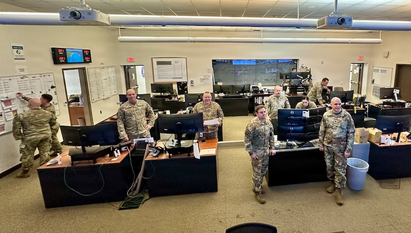 Pennsylvania National Guard Winter Storm Fern response operations are coordinated from the Joint Emergency Operations Center at Fort Indiantown Gap. (Pennsylvania National Guard Photo)