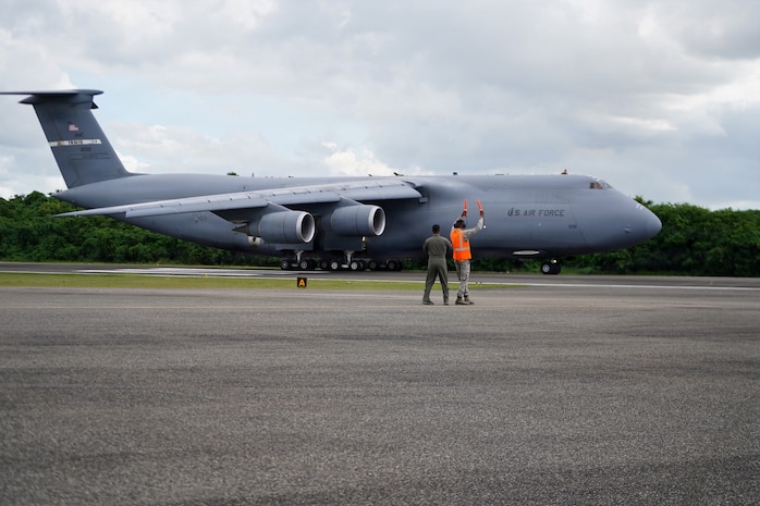 A Boeing KC-46 Pegasus sits on the flightline.
