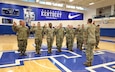The twenty three Soldiers were there to have a reenlistment ceremony on the practice floor.