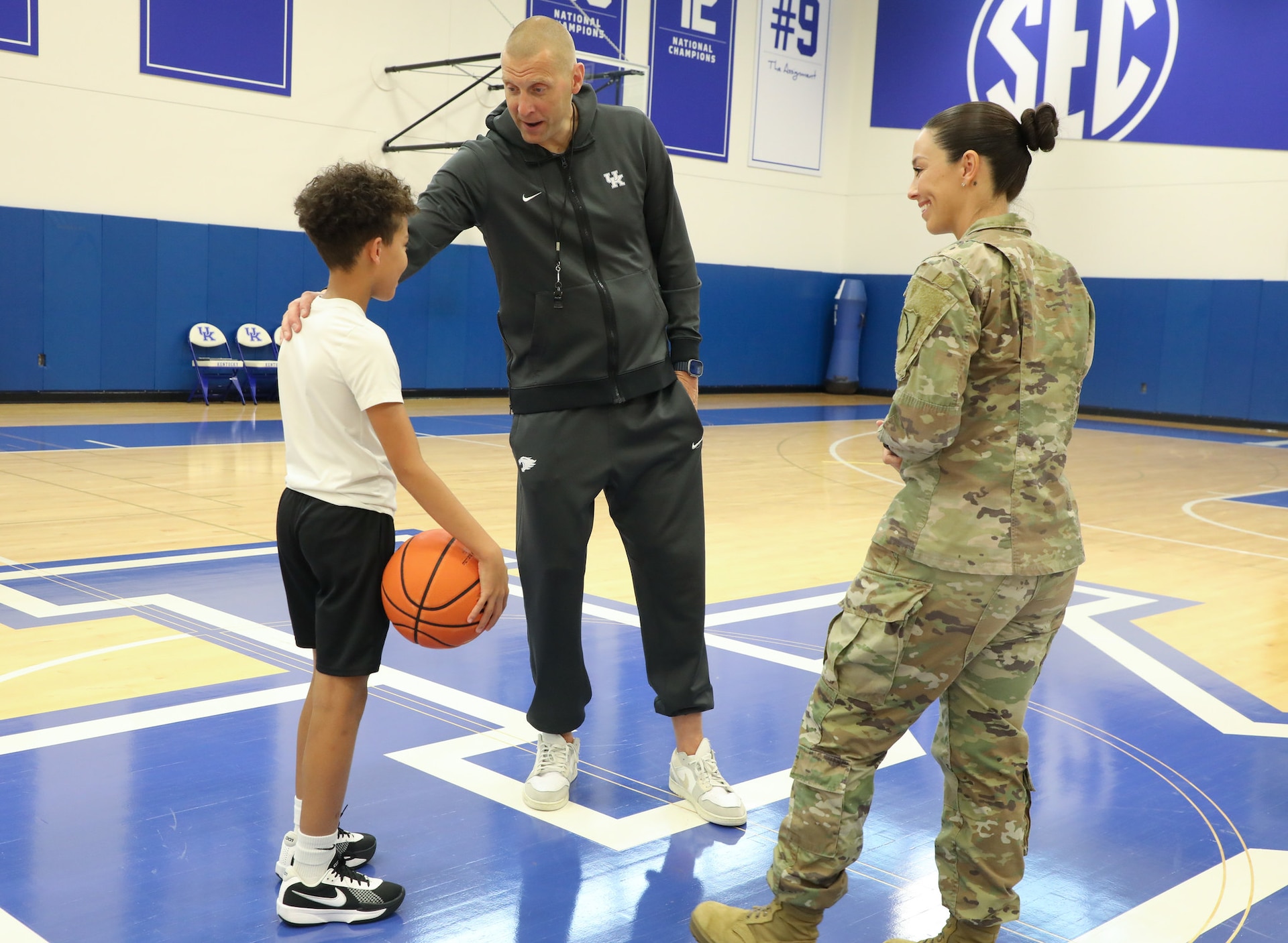The twenty three Soldiers were there to have a reenlistment ceremony on the practice floor.