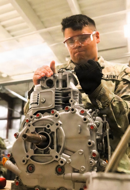 Soldiers completing 91J training at Fort McCoy complete small diesel engine training event