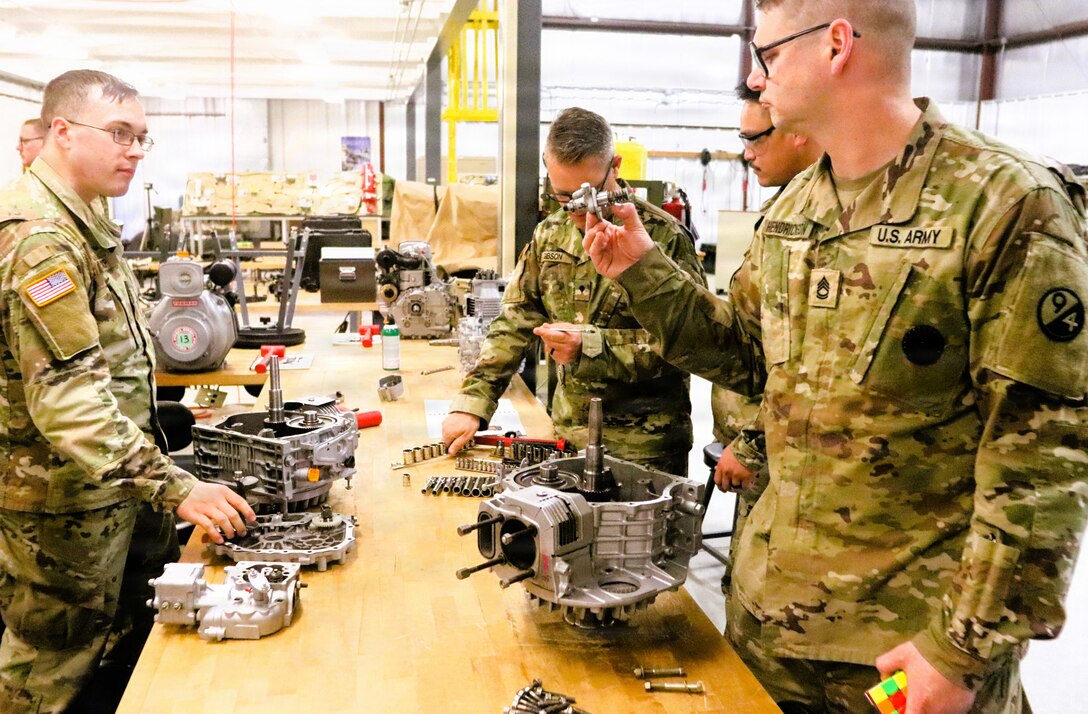 Soldiers completing 91J training at Fort McCoy complete small diesel engine training event