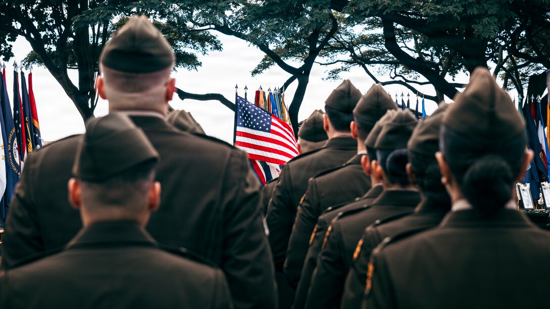 U.S. Army Pacific Soldiers and University of Hawai’i at Manoa (UHM) ROTC Cadets attend a ceremony honoring seven former UHM ROTC Cadets with the Posthumous Commissioning, earned during their service during World War II, at Ke’ehi Lagoon Memorial State Park, Honolulu, Hi., Jan. 26, 2026.