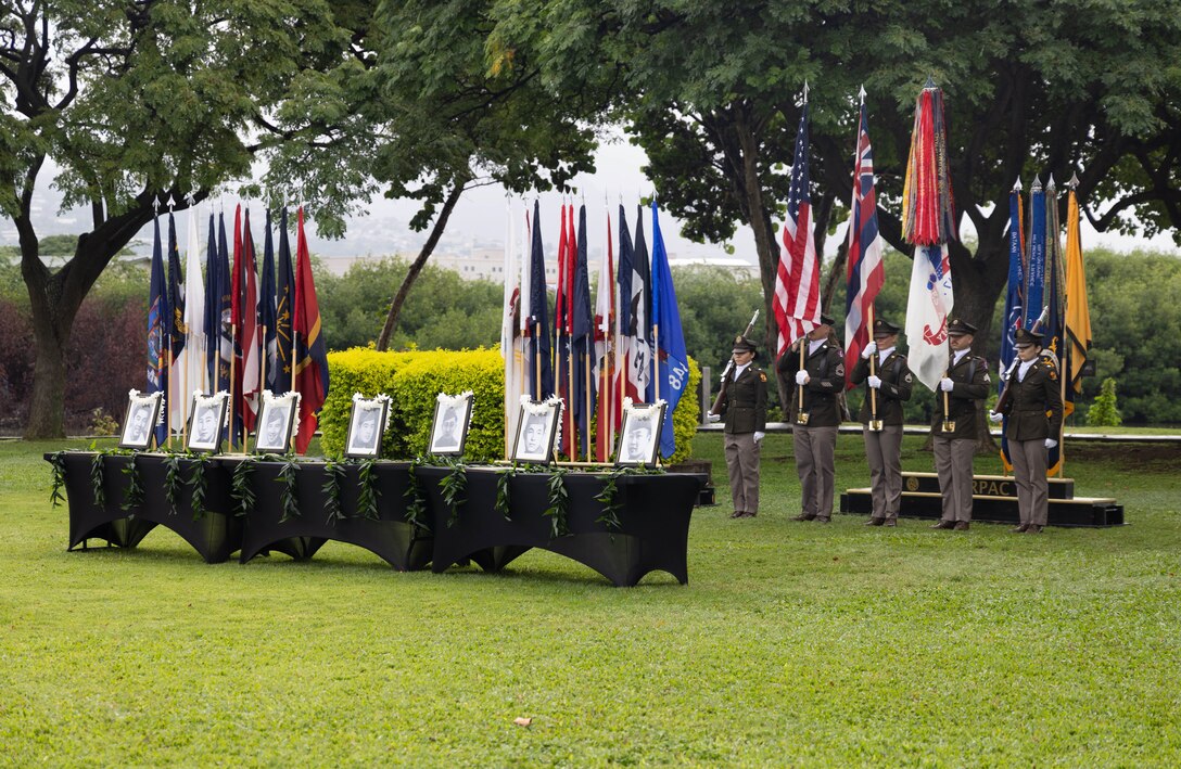U.S. Army Pacific Soldiers and University of Hawai’i at Manoa (UHM) ROTC Cadets present seven former UHM ROTC Cadets with the Posthumous Commissioning, earned during their service during World War II, at Ke’ehi Lagoon Memorial State Park, Honolulu, Hi., Jan. 26, 2026.