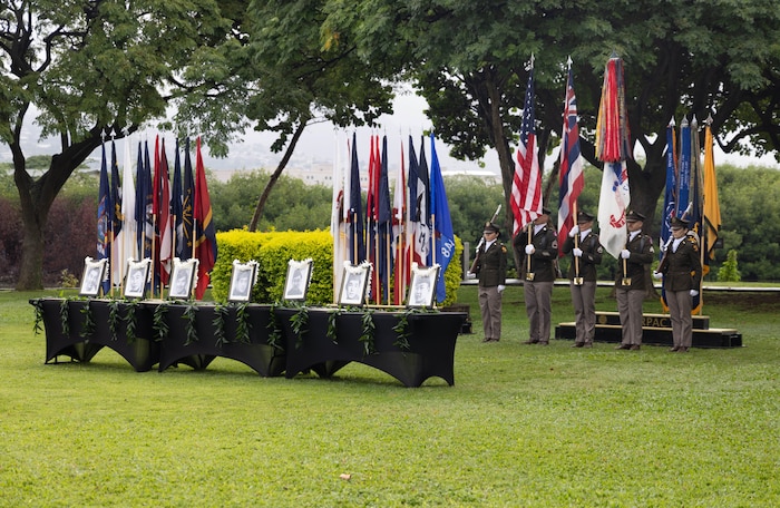 U.S. Army Pacific Soldiers and University of Hawai’i at Manoa (UHM) ROTC Cadets present seven former UHM ROTC Cadets with the Posthumous Commissioning, earned during their service during World War II, at Ke’ehi Lagoon Memorial State Park, Honolulu, Hi., Jan. 26, 2026.
