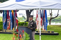 U.S. Army Gen. Ronald P. Clark, Commanding General U.S. Army Pacific, speaks during a posthumous commissioning ceremony at Ke’ehi Lagoon Memorial State Park, Honolulu, Hi., Jan. 26, 2026. The ceremony was held to honor seven Japanese American UH ROTC cadets..