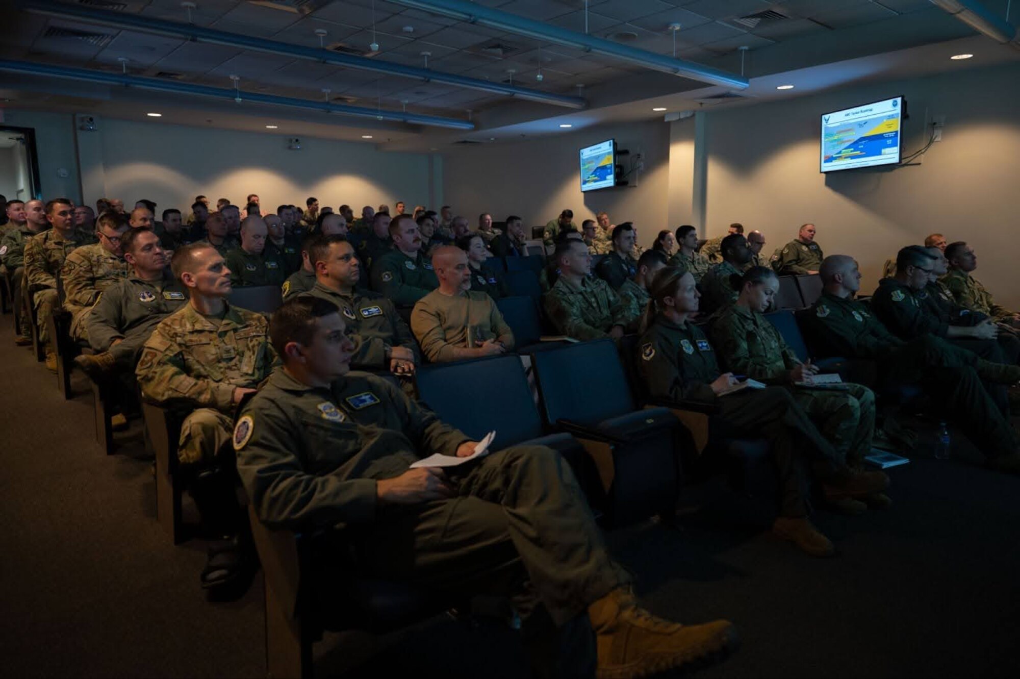 Total Force senior leaders from multiple U.S. Air Force entities attend the KC-46 Weapons Systems Council 25-2 at Joint Base McGuire-Dix-Lakehurst, N.J., Dec. 9, 2025.