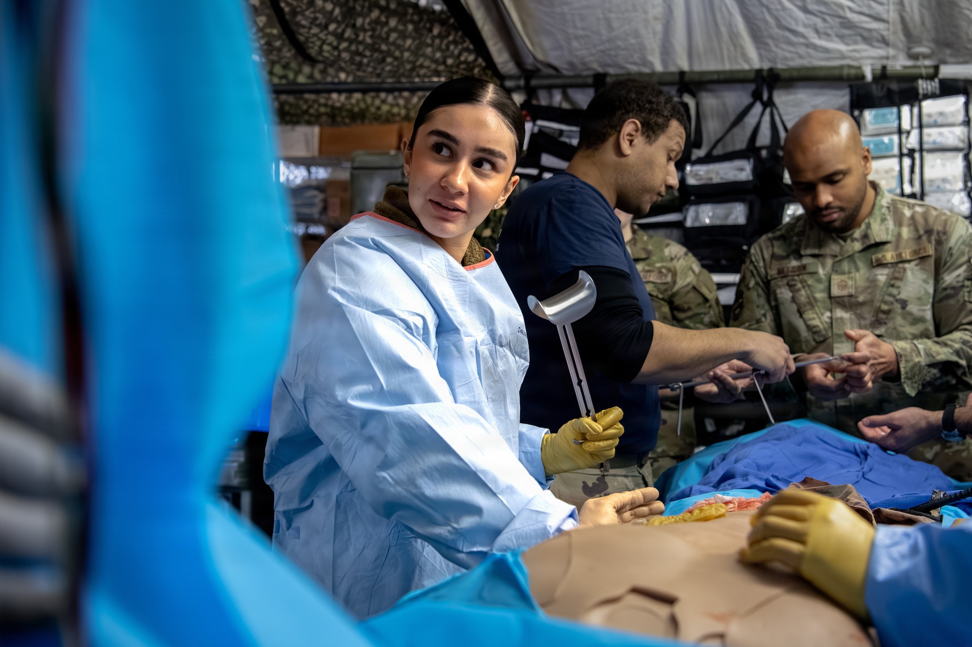 U.S. Air Force Airman 1st Class Madeline Rodgers, 86th Medical Group medical technician, delivers medical care during Survive, Adapt, Battlefield Readiness at Landstuhl Regional Medical Center, Germany, Jan. 22, 2026.
