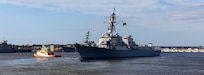 The Arleigh Burke-class guided-missile destroyer USS Delbert D. Black (DDG 119) departs Naval Station Mayport