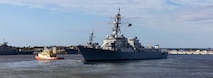 The Arleigh Burke-class guided-missile destroyer USS Delbert D. Black (DDG 119) departs Naval Station Mayport