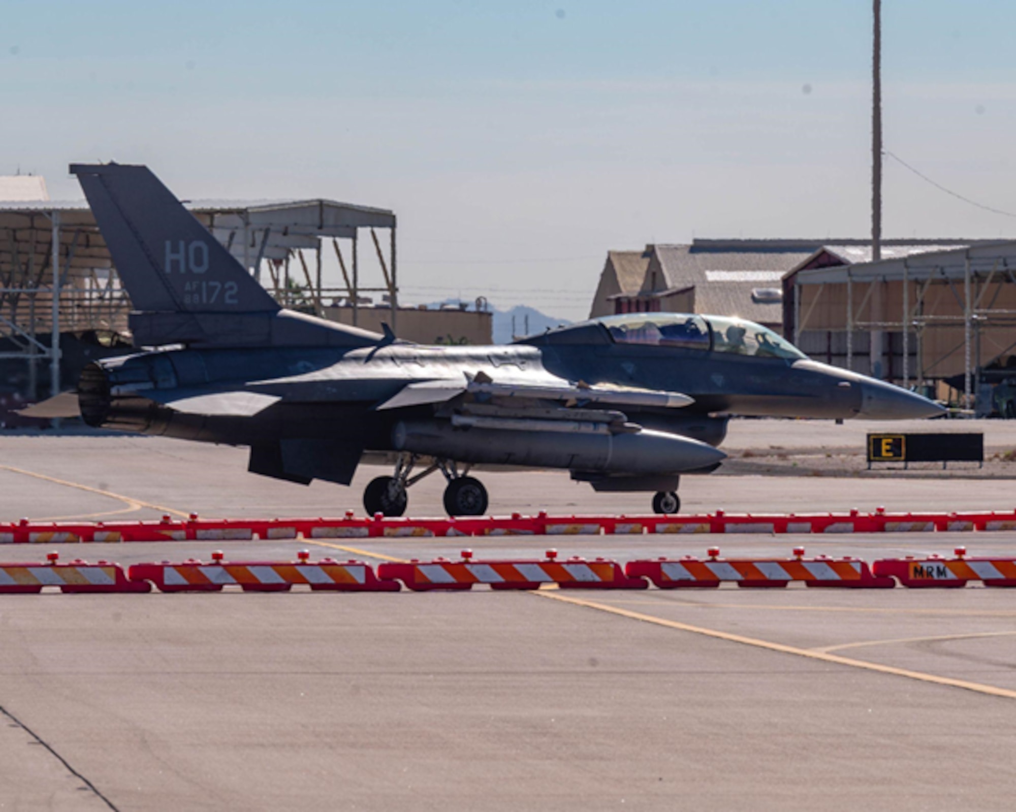 A Holloman Air Force Base F-16 Fighting Falcon prepares for takeoff as part of a joint training exercise, Jan. 27, 2026, at Luke Air Force Base, Arizona. By training as an integrated force, Airmen sharpen skills that translate directly to real-world operations, where teams must rapidly deploy, integrate and sustain combat power in contested environments. This integration also provides valuable lessons for command and control teams who synchronize airspace, logistics and operational timelines to support simultaneous operations from multiple units.