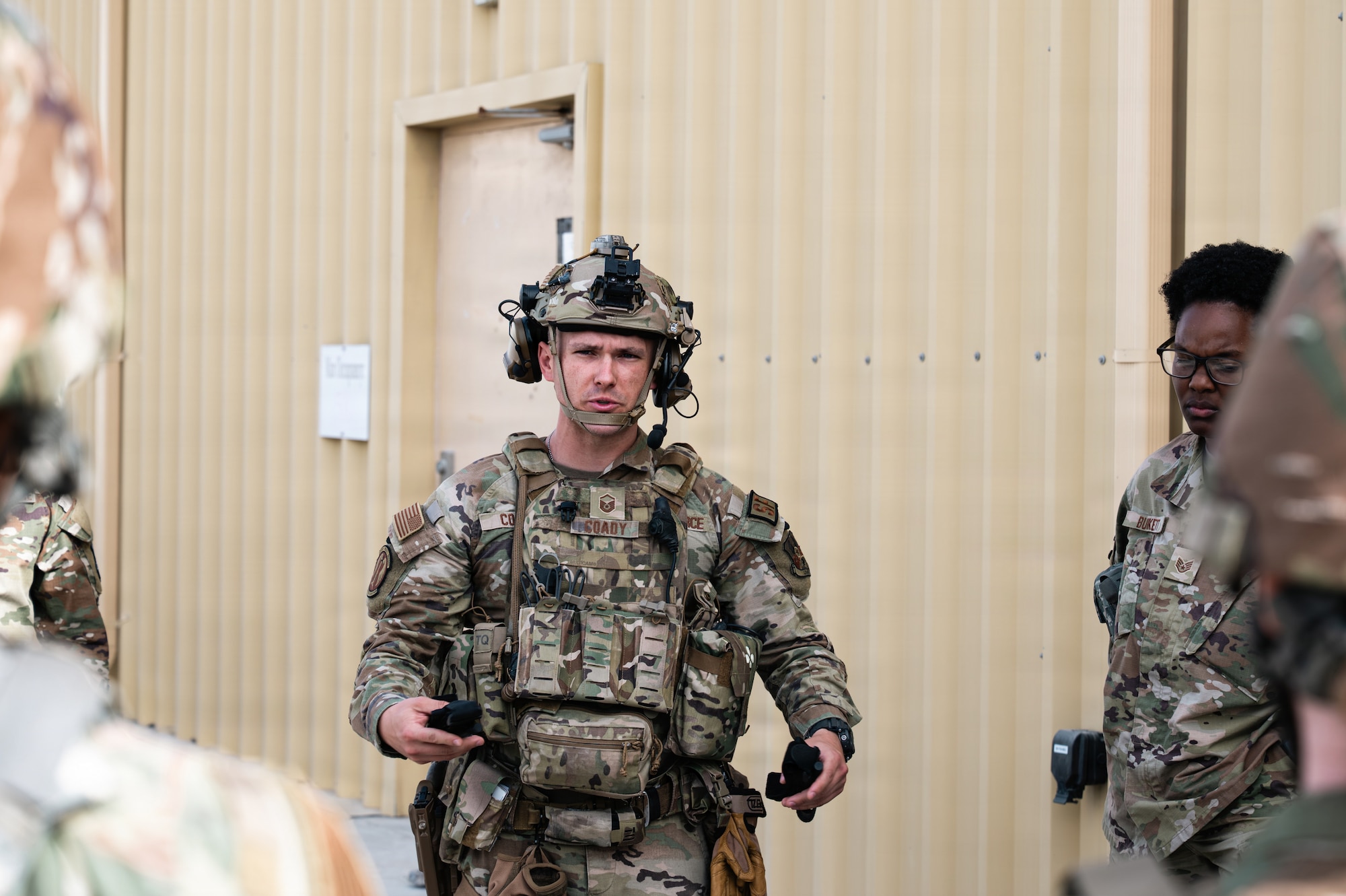 person trains for emergencies