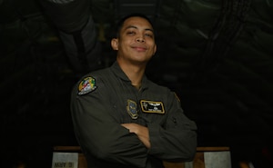 U.S. Air Force Tech. Sgt. Alex Diego, 91st Air Refueling Squadron boom operator, poses for a photo on a KC-135 Stratotanker at MacDill Air Force Base, Florida, Jan. 22, 2026. Diego was nominated and selected for the Senior Leader Commissioning Program - Active Duty Scholarship (SLECP-A), a competitive commissioning program, where enlisted Airmen are granted a scholarship to complete a bachelor's degree. (U.S. Air Force photo by Airman Alexis Adams)