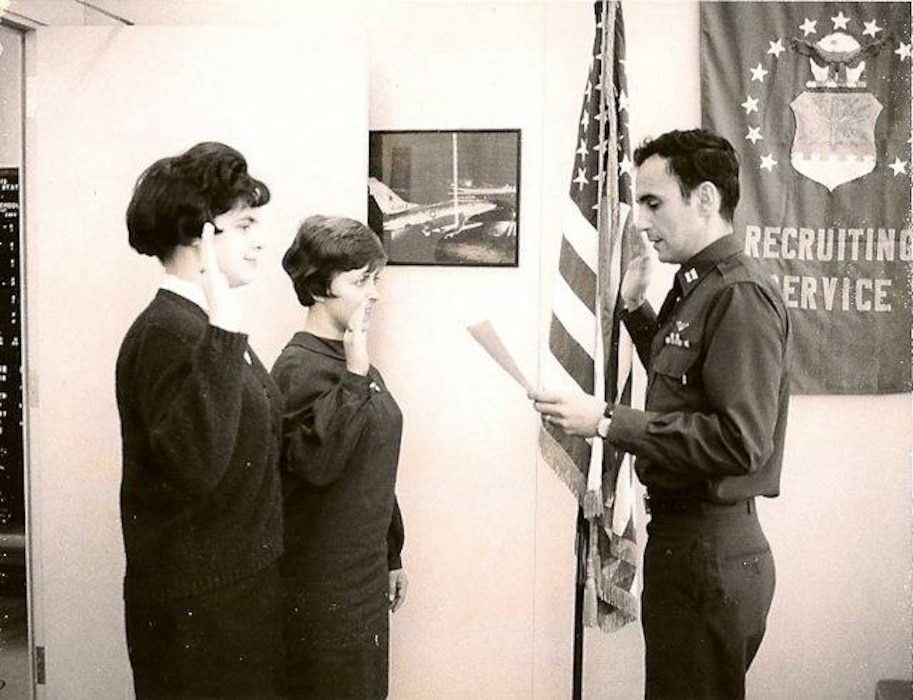 Historical image of an Airman taking their oath of.