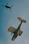 A U.S. Army CH-47 Chinook helicopter assigned to B Company, 1st Battalion, 168th Aviation Regiment, 96th Aviation Troop Command, Washington National Guard, sling loads a PBY-5A Catalina amphibious aircraft from Oak Harbor, Wash., Jan. 21, 2026.