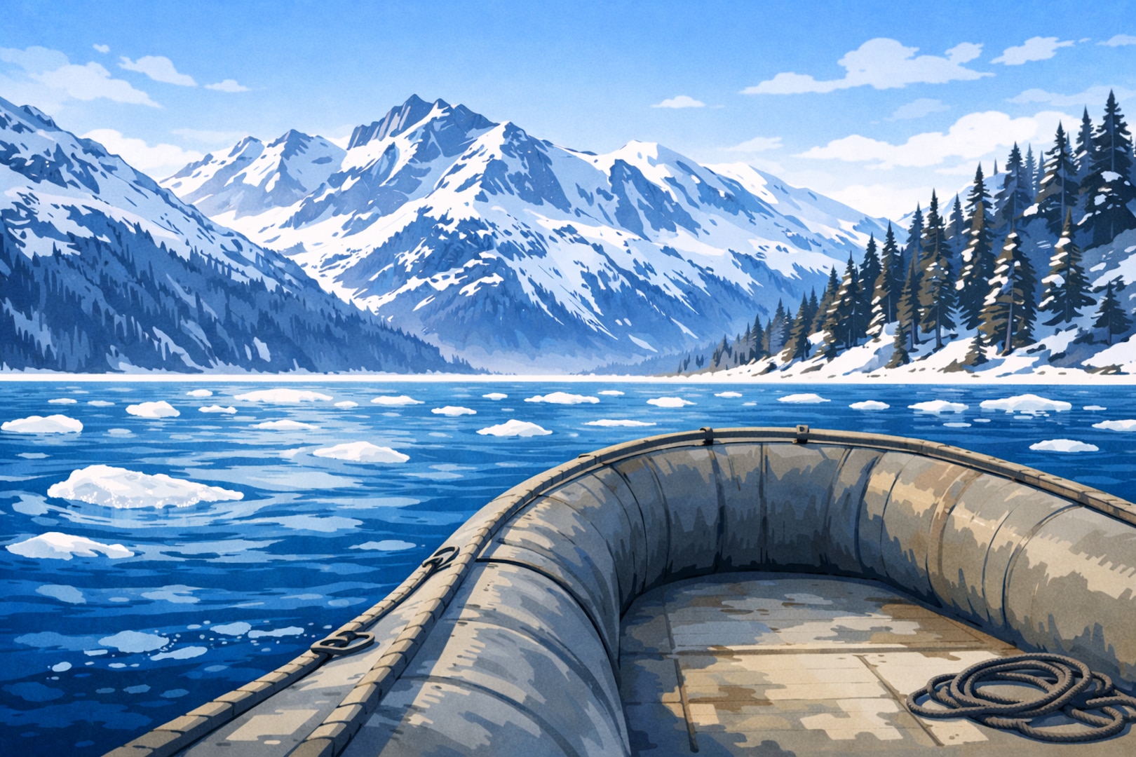 Winter Boating Safety Illustration