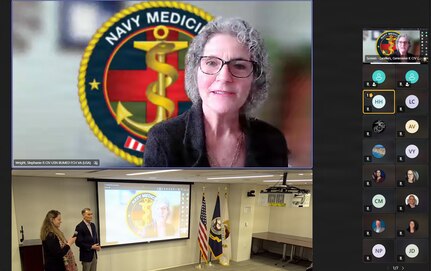 260123-N-MS174-1002 (Jan. 23, 2026) FALLS CHURCH, Va.  Stephanie Wright, director, Civilian Human Resources and deputy director, Civilian Corps at the U.S. Navy Bureau of Medicine and Surgery, speaks during a town hall at Defense Health Headquarters, Jan. 23. With a community of more than 2,000 civilian employees in over 119 different occupations across the globe, the Navy Medicine Civilian Corps play a critical and foundational role in helping the Department of the Navy meet its mission and support our warfighters. (U.S. Navy screenshot by Bobbie A. Camp)