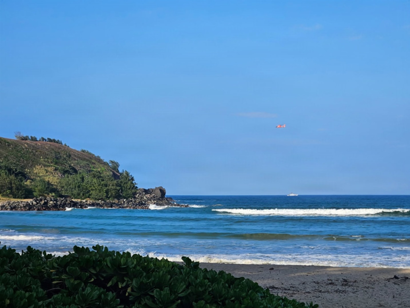 Coast Guard and agency partners are searching for a man in the water who was last seen fishing on near Kilauea, Hawaii. (U.S. Coast Guard photo, courtesy Station Kauai)