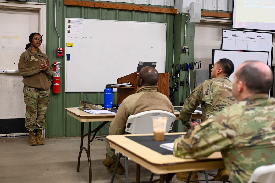 A person teaches a class.