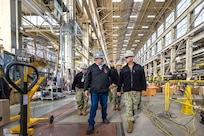 Adm. John Kilby, vice chief of naval operations, tours Building 431 with Tom Duncan, nuclear director, Shop 31, Inside Machinist, Jan. 23, 2026, at Puget Sound Naval Shipyard & Intermediate Maintenance Facility in Bremerton, Washington. (U.S. Navy photo by Jeb Fach)