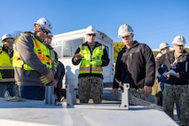 Adm. John Kilby receives a briefing on the progress of the Dry Dock 4 Retrofit Project, Jan. 23, 2026, at Puget Sound Naval Shipyard & Intermediate Maintenance Facility in Bremerton, Washington.
 (U.S. Navy photo by Jeb Fach)