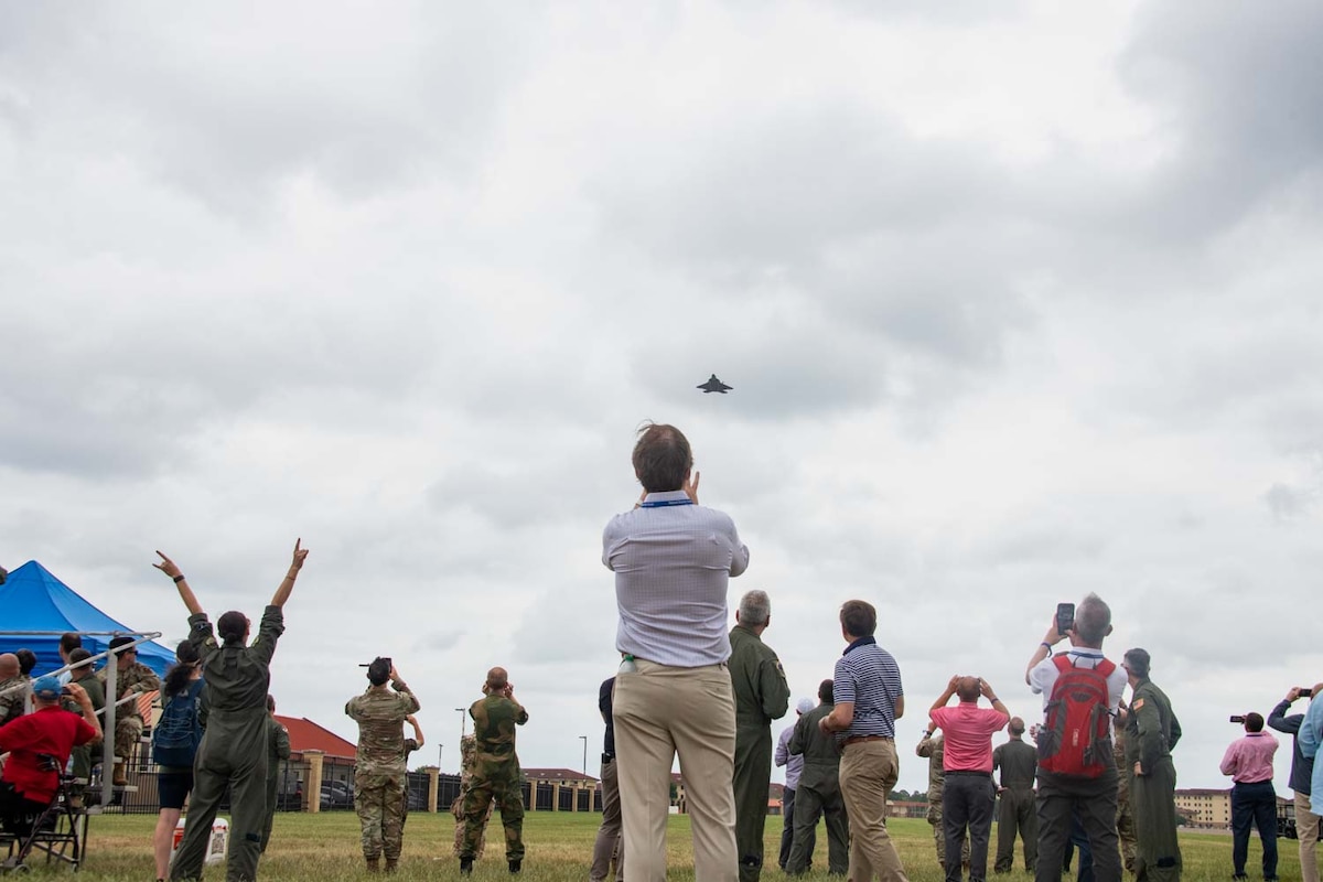 On May 8, 2024, Maxwell Air Force Base in Alabama hosted a flight demonstration for the National Security Forum. Attendees had the opportunity to witness the Static Displays and  F-22 Raptor performing aerial acrobatics, showcasing its capabilities. The event highlighted the advanced technology and skills .(U.S. Air Force photo by  Darius Hutton )